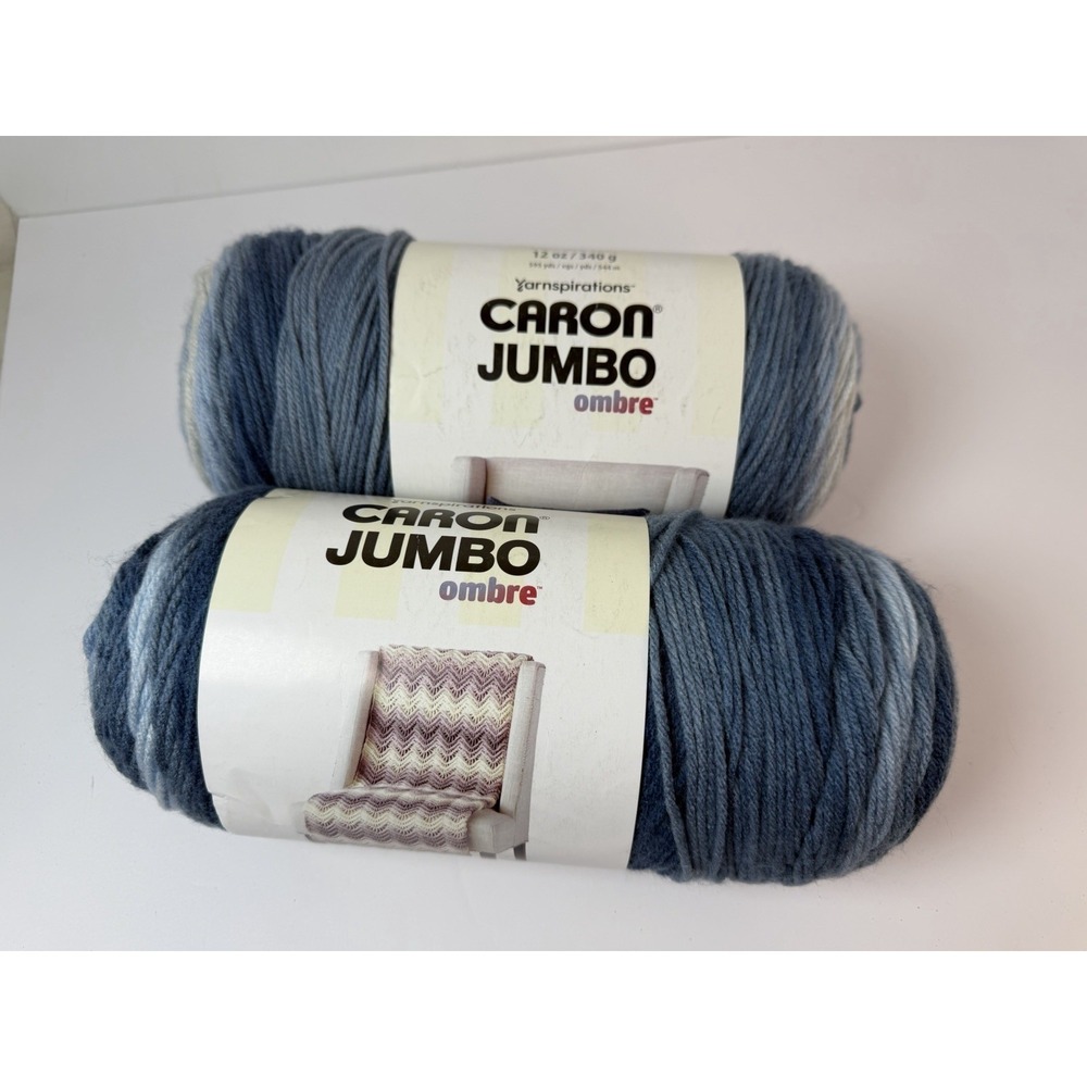 Caron Jumbo Ombre Faded Jeans Yarn 2 skeins 595 yards 100% Acrylic Med(4) Weight